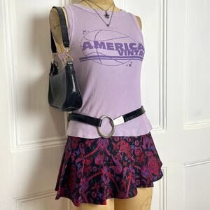 American Vintage Lilac ribbed tank with logo and Y2K  design Shabbychic size S